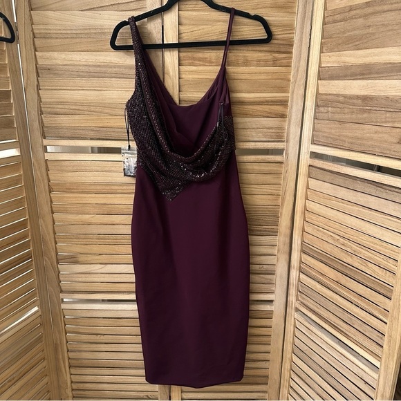 Cushnie Plum Diamond Embellished Pencil Dress - Picture 7 of 13